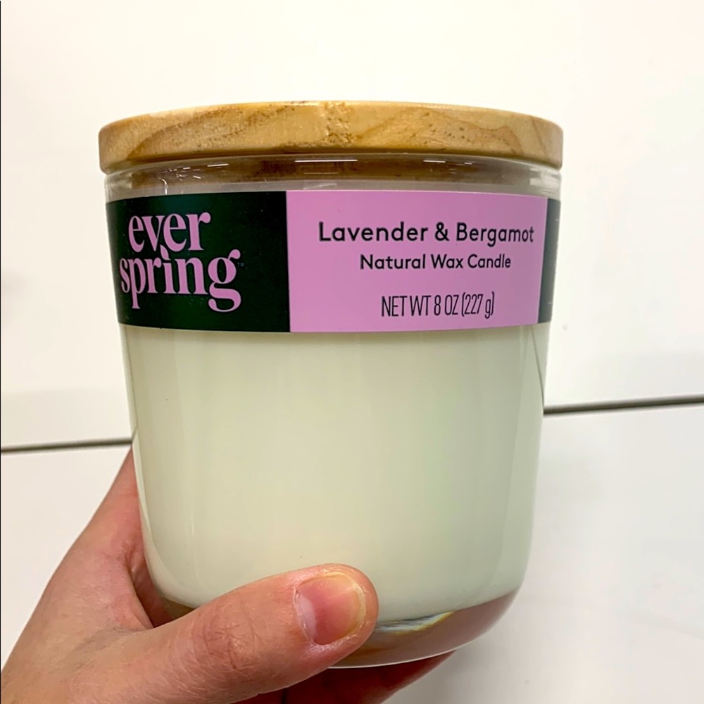 Lavender & Bergamot Natural Wax Candle - White